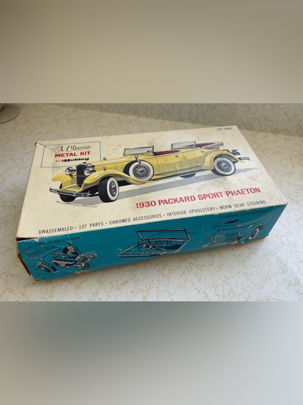 VTG #4859-500  Hubley 1930 Packard Sport Phaeton 1/22 SCALE Metal CAR Model Kit